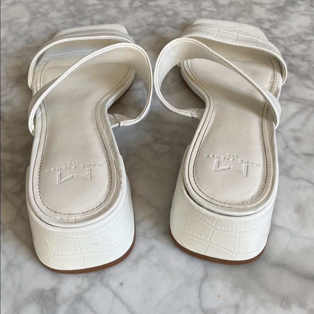 Marc Fisher White Women's Slide Sandals - Picture 8 of 11